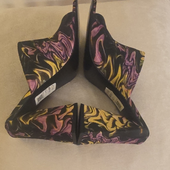 ASOS Nyla Heeled Mules Featuring a Colorful Marble Print and a Flare Block Heel - Picture 8 of 15